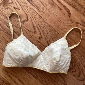 VTG 70s LABEL 4 JRs DITSY FLORAL CALICO COTTON EYELET BULLET BRA HALTER FESTIVAL